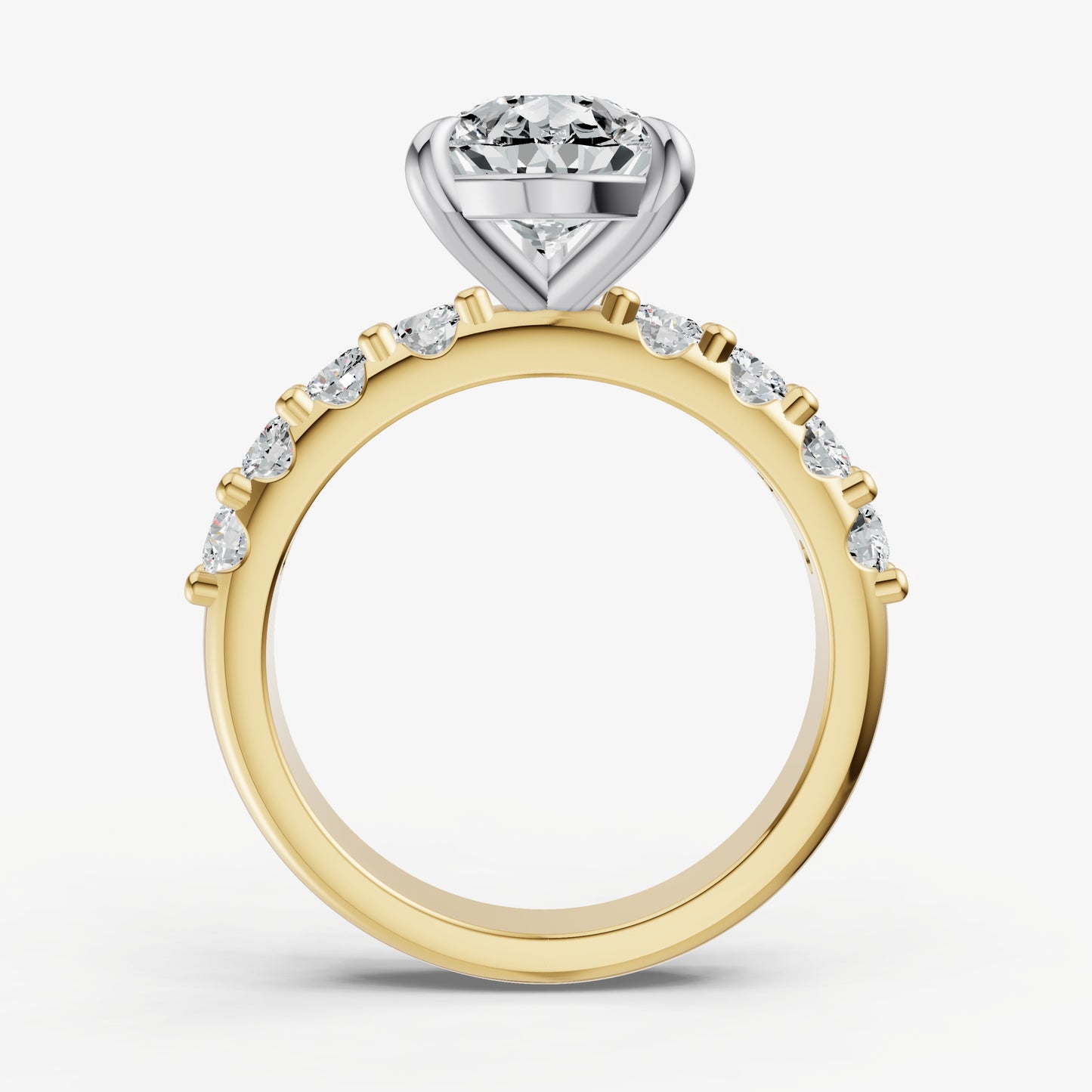 Pear Solitaire Engagement Ring with Statement Diamond Band