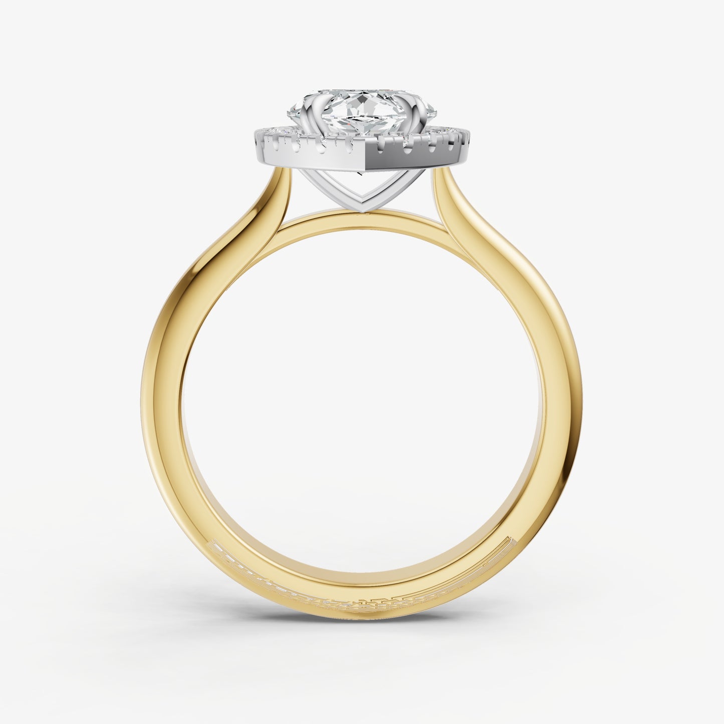 Marquise Solitaire Engagement Ring with Fine Halo Diamond Band