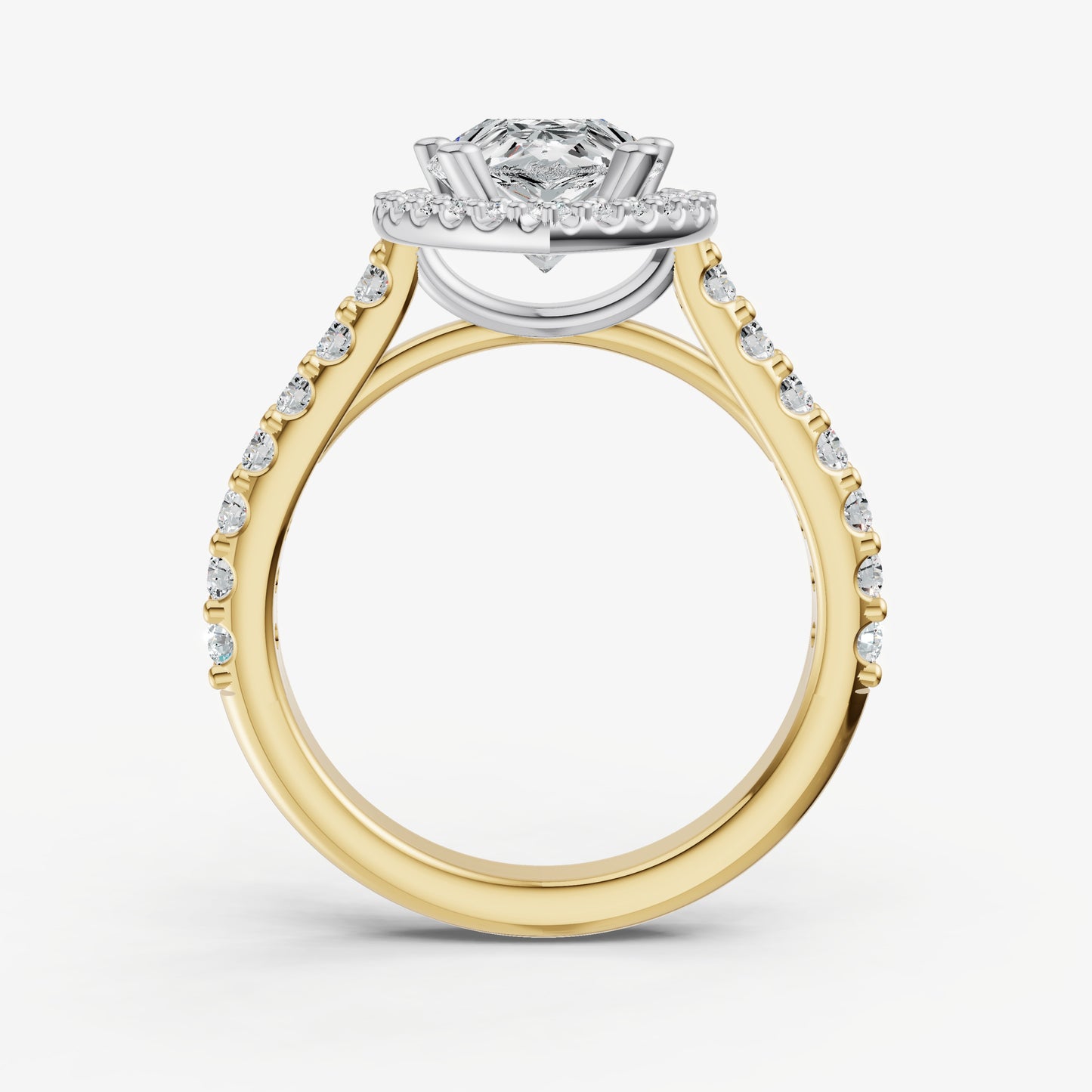 Pear Halo Solitaire Engagement Ring with Diamond Band