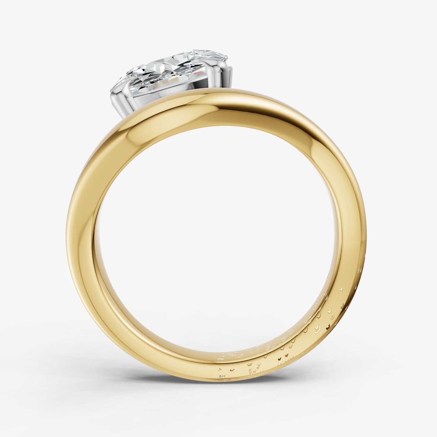 Round Curved Band Solitaire Engagement Ring