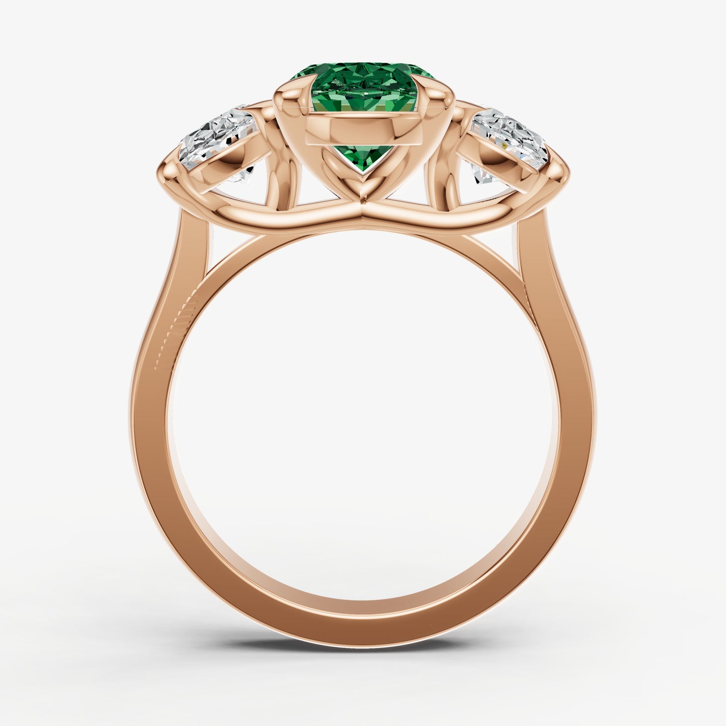 Emerald Oval Trellis Gemstone Engagement Ring