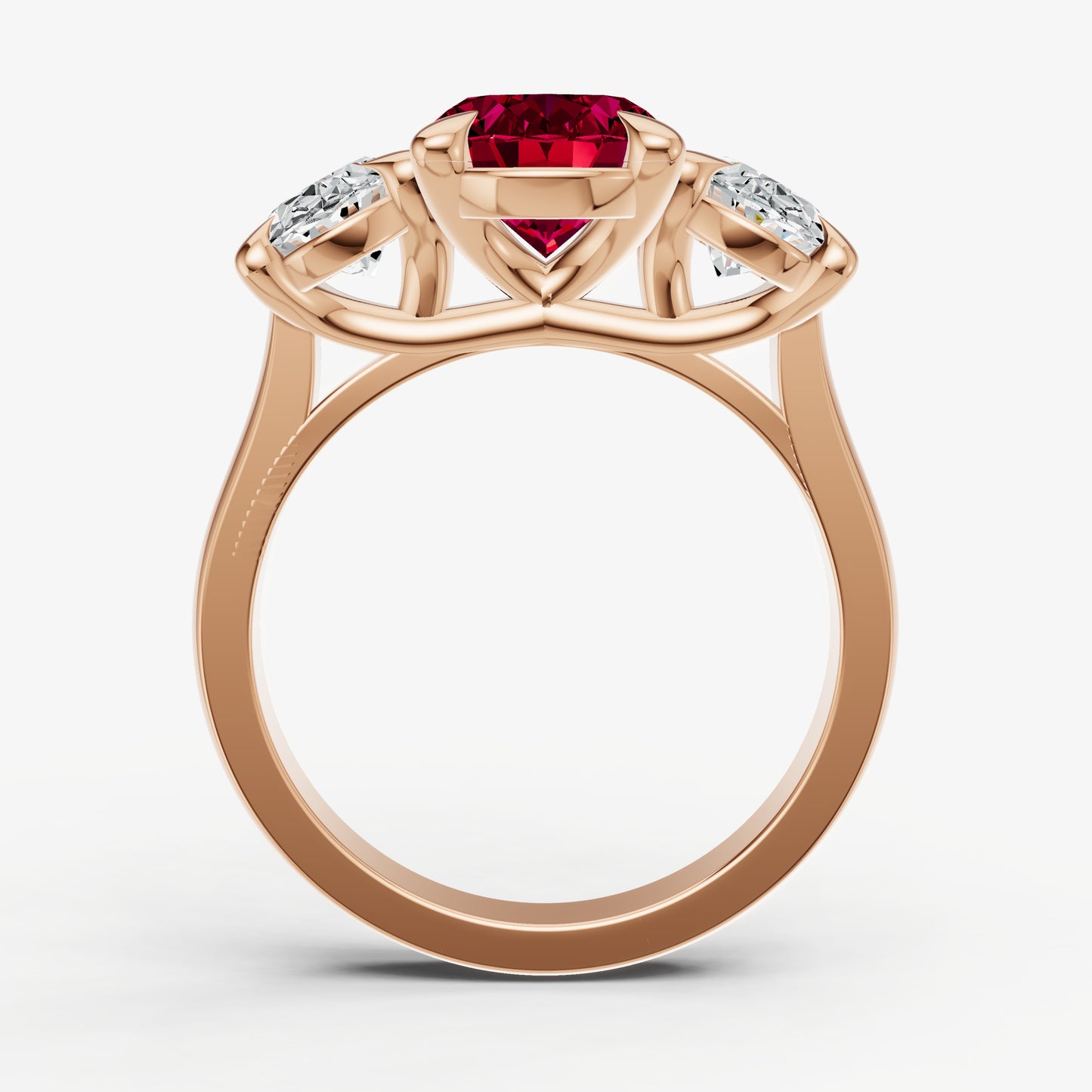 Ruby Oval Trellis Gemstone Engagement Ring