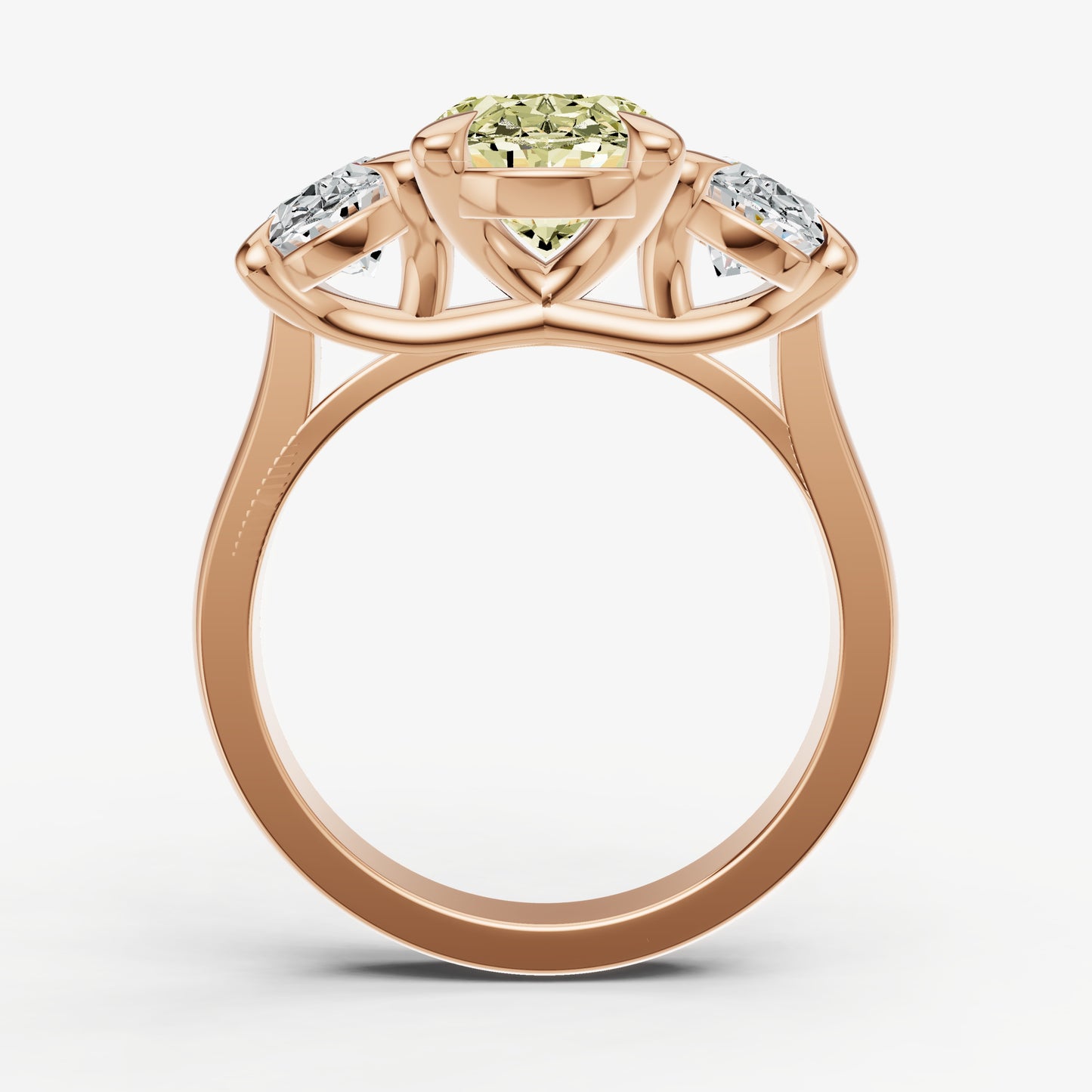 Yellow Diamond Oval Trellis Gemstone Engagement Ring