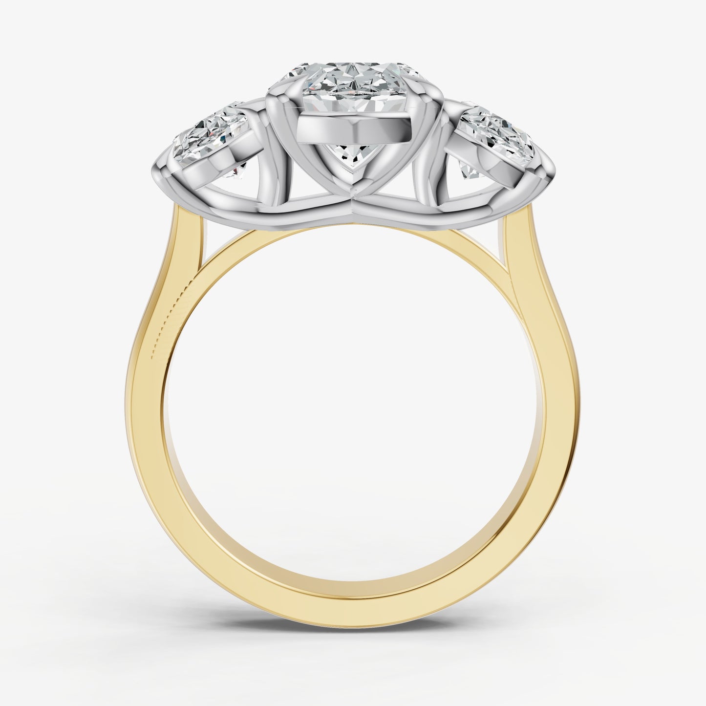 Oval Trellis Three-Stone Engagement Ring with 0.80ct Side Stones