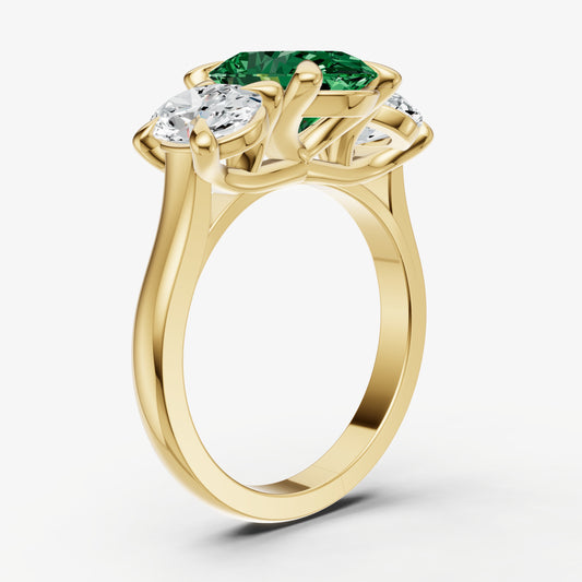 Emerald Oval Trellis Gemstone Engagement Ring
