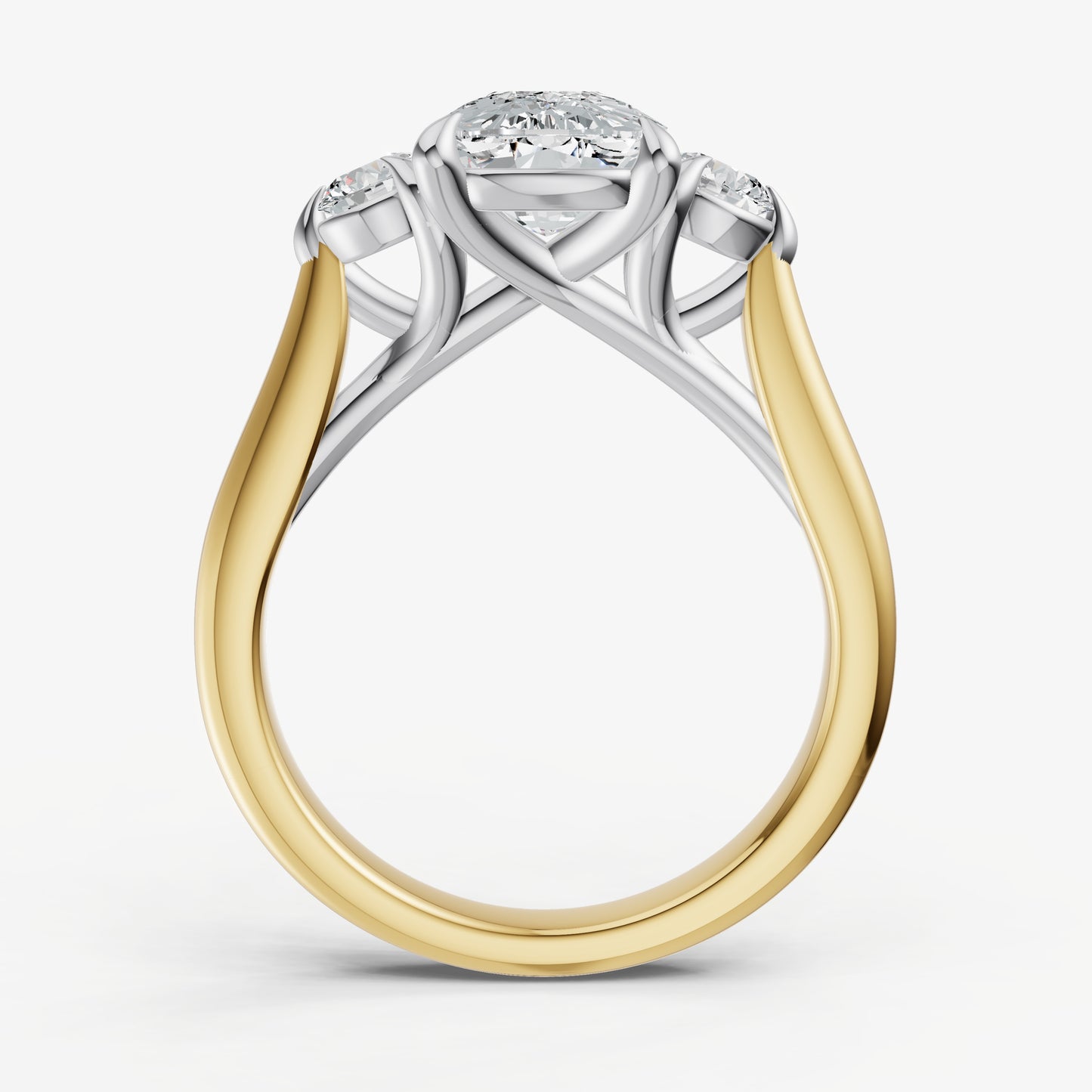 Elongated Cushion Engagement Ring with Round Side Diamonds
