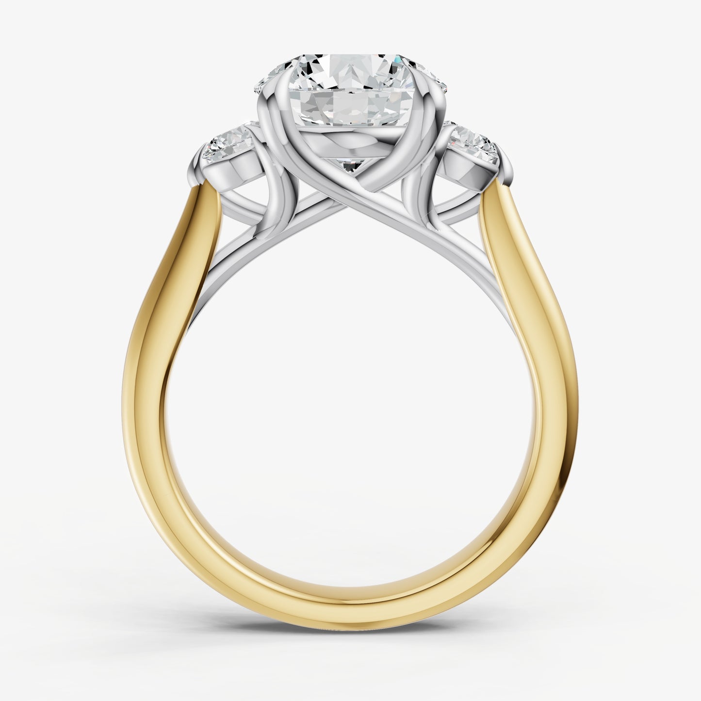 Round Engagement Ring with Round Side Diamonds