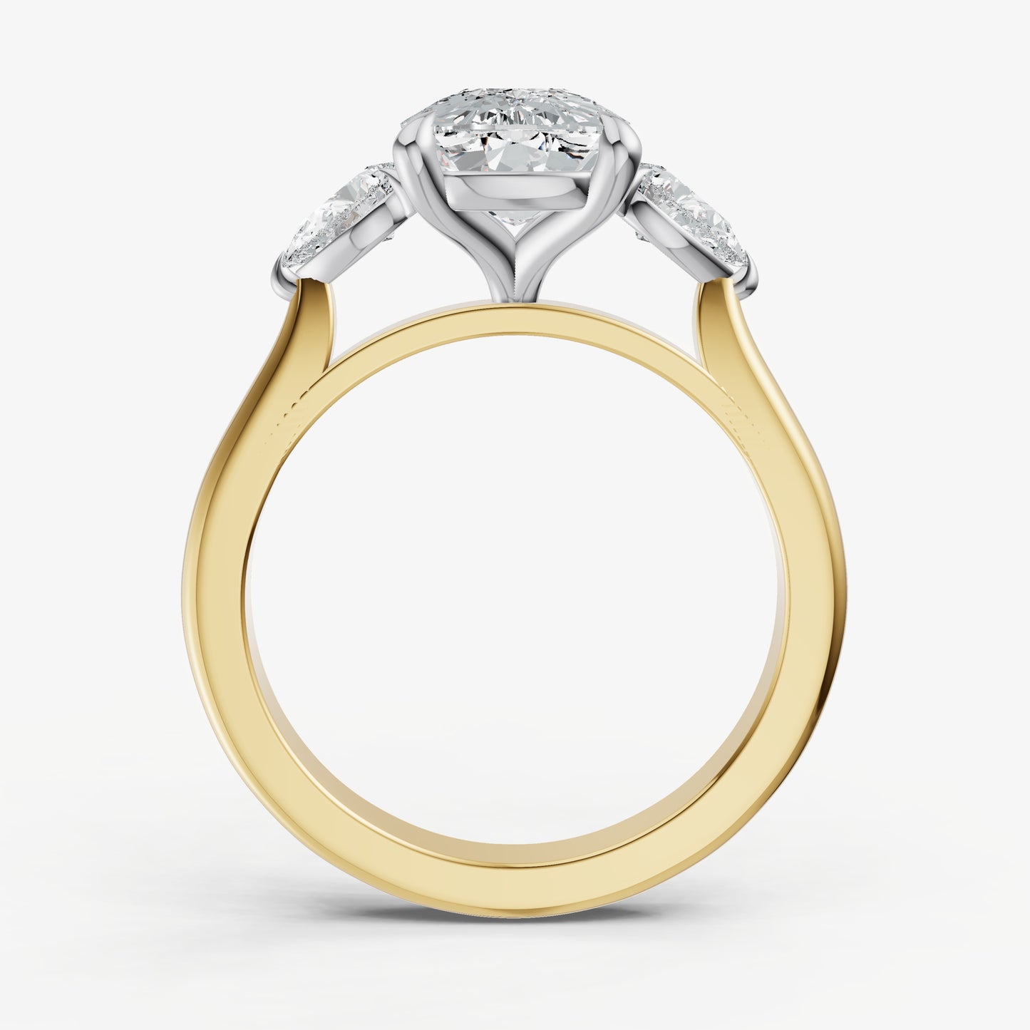 Elongated Cushion Engagement Ring with Pear Side Diamonds