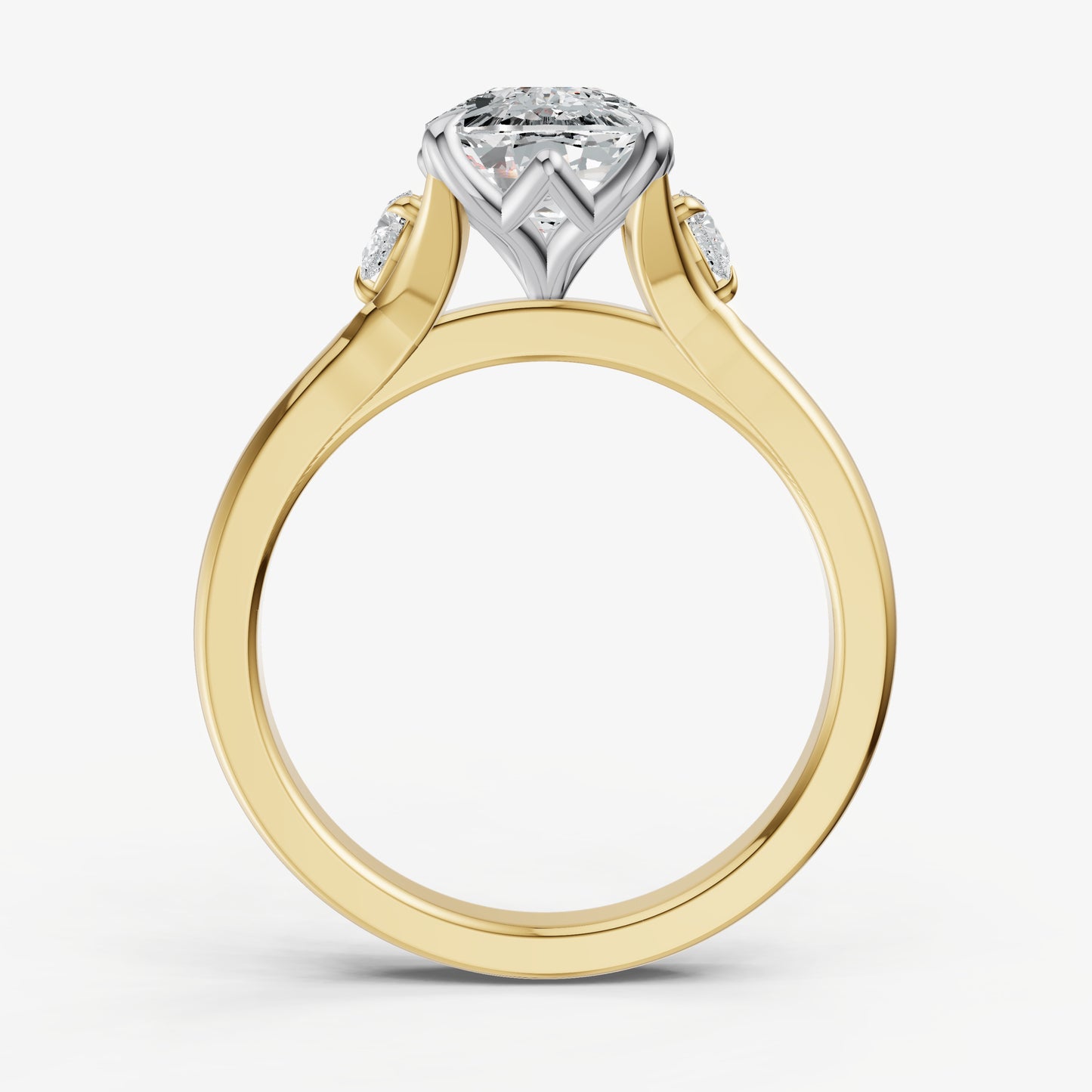 Old Miner Old Mine Cut Vintage Ring with Pear Side Diamonds