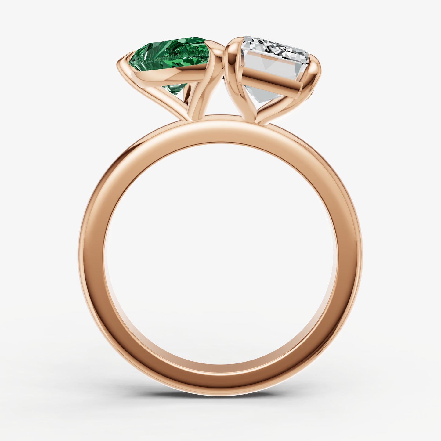 Emerald Toi et Moi Gemstone Engagement Ring