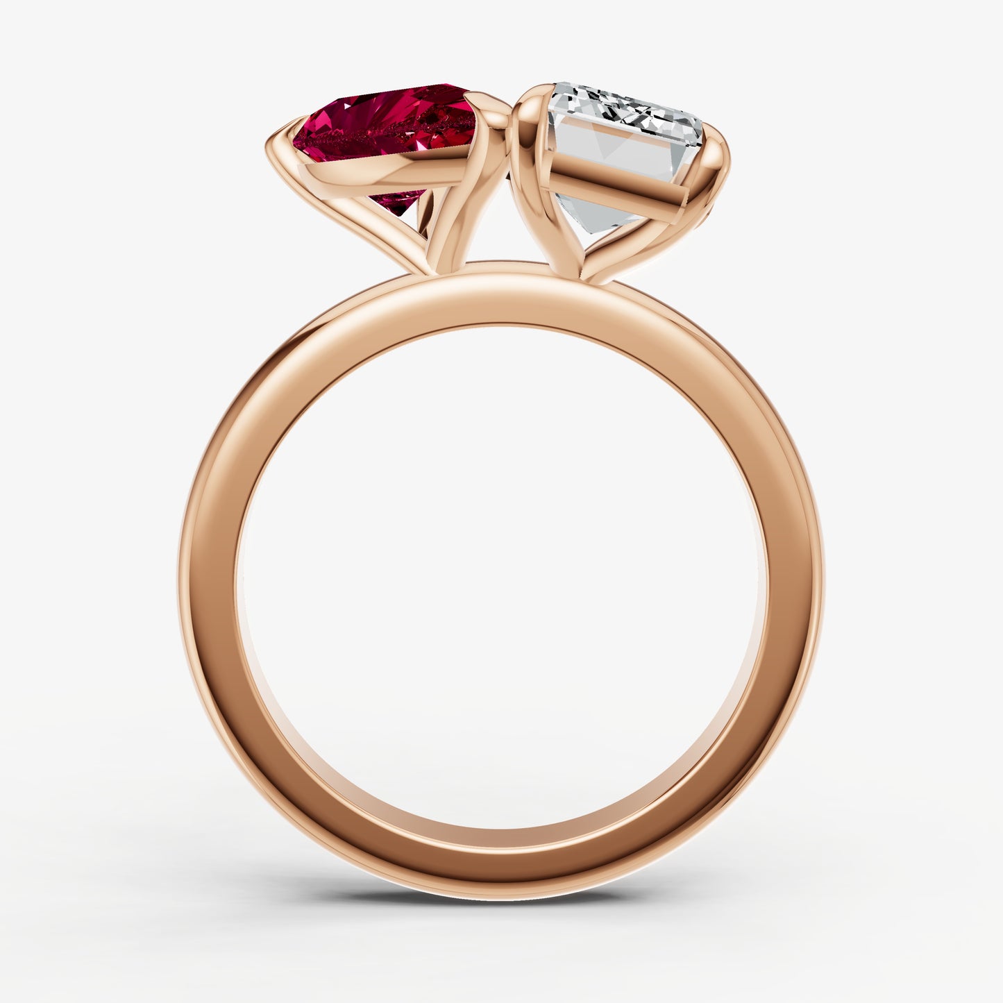 Ruby Toi et Moi Gemstone Engagement Ring