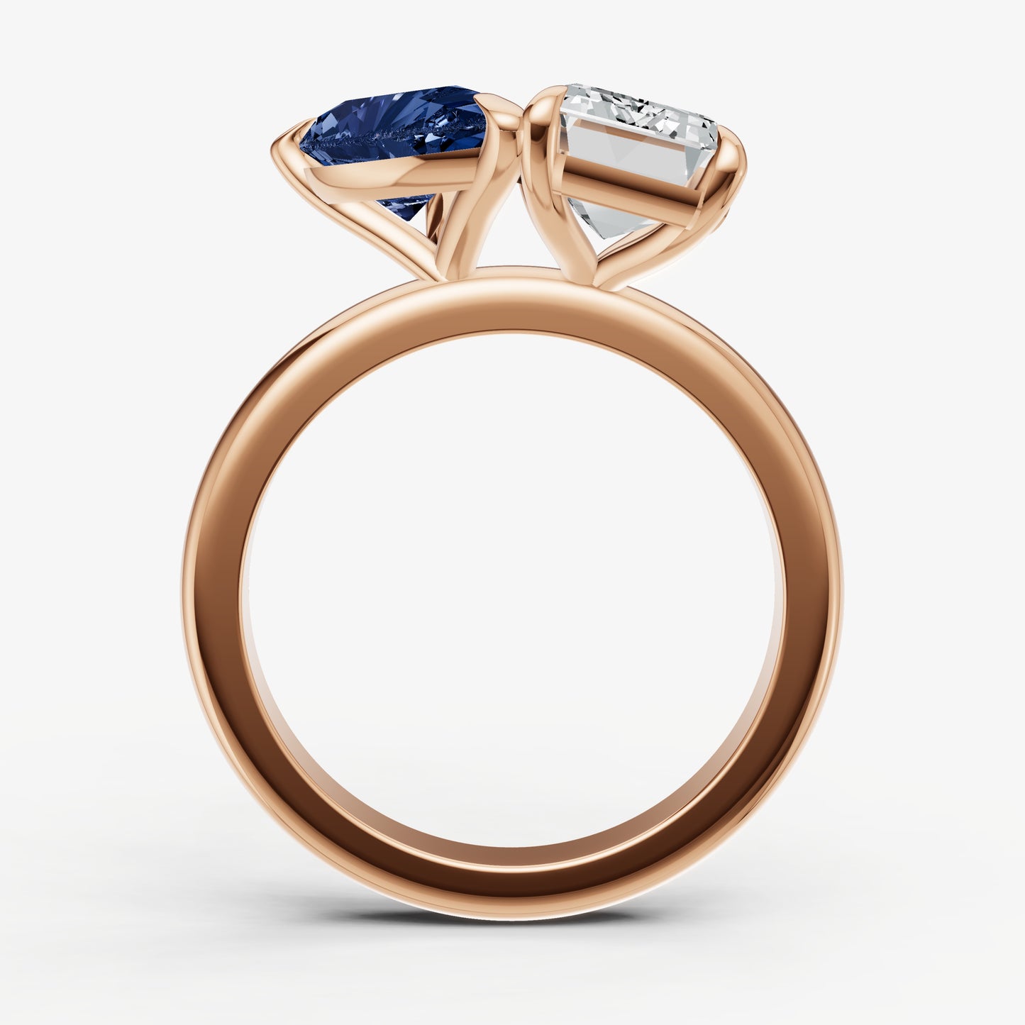 Blue Sapphire Toi et Moi Gemstone Engagement Ring