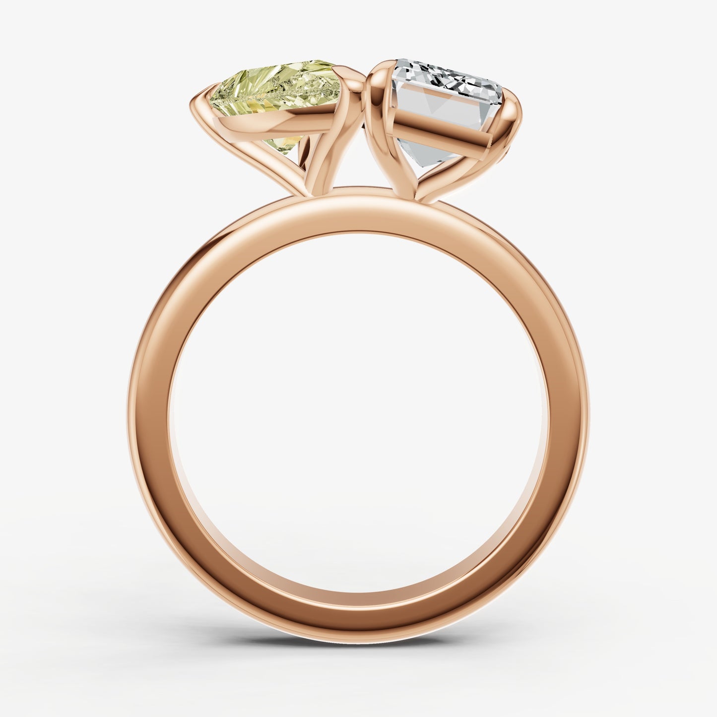 Yellow Diamond Toi et Moi Gemstone Engagement Ring