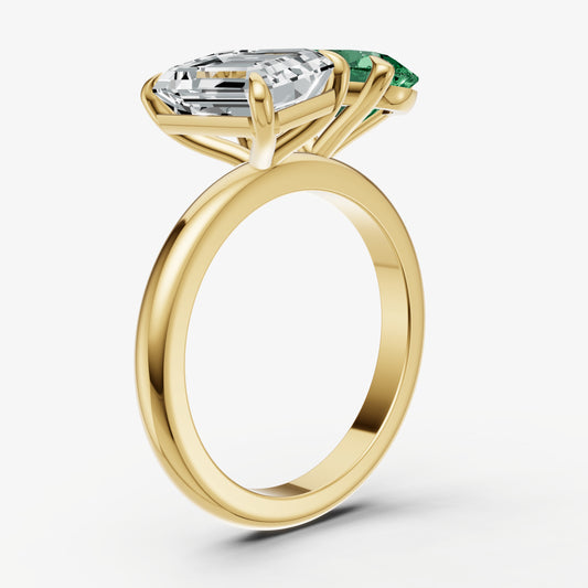 Emerald Toi et Moi Gemstone Engagement Ring