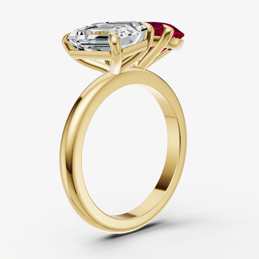 Ruby Toi et Moi Gemstone Engagement Ring