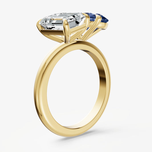 Blue Sapphire Toi et Moi Gemstone Engagement Ring