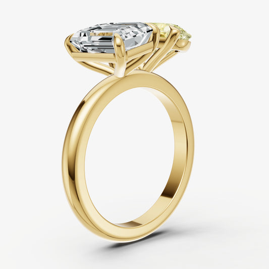 Yellow Diamond Toi et Moi Gemstone Engagement Ring