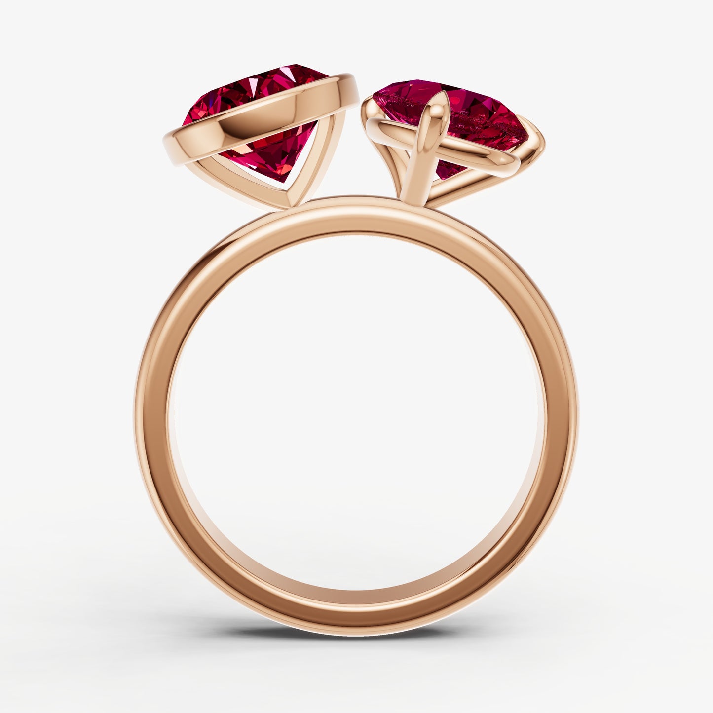 Ruby Toi et Moi Bezel Gemstone Engagement Ring