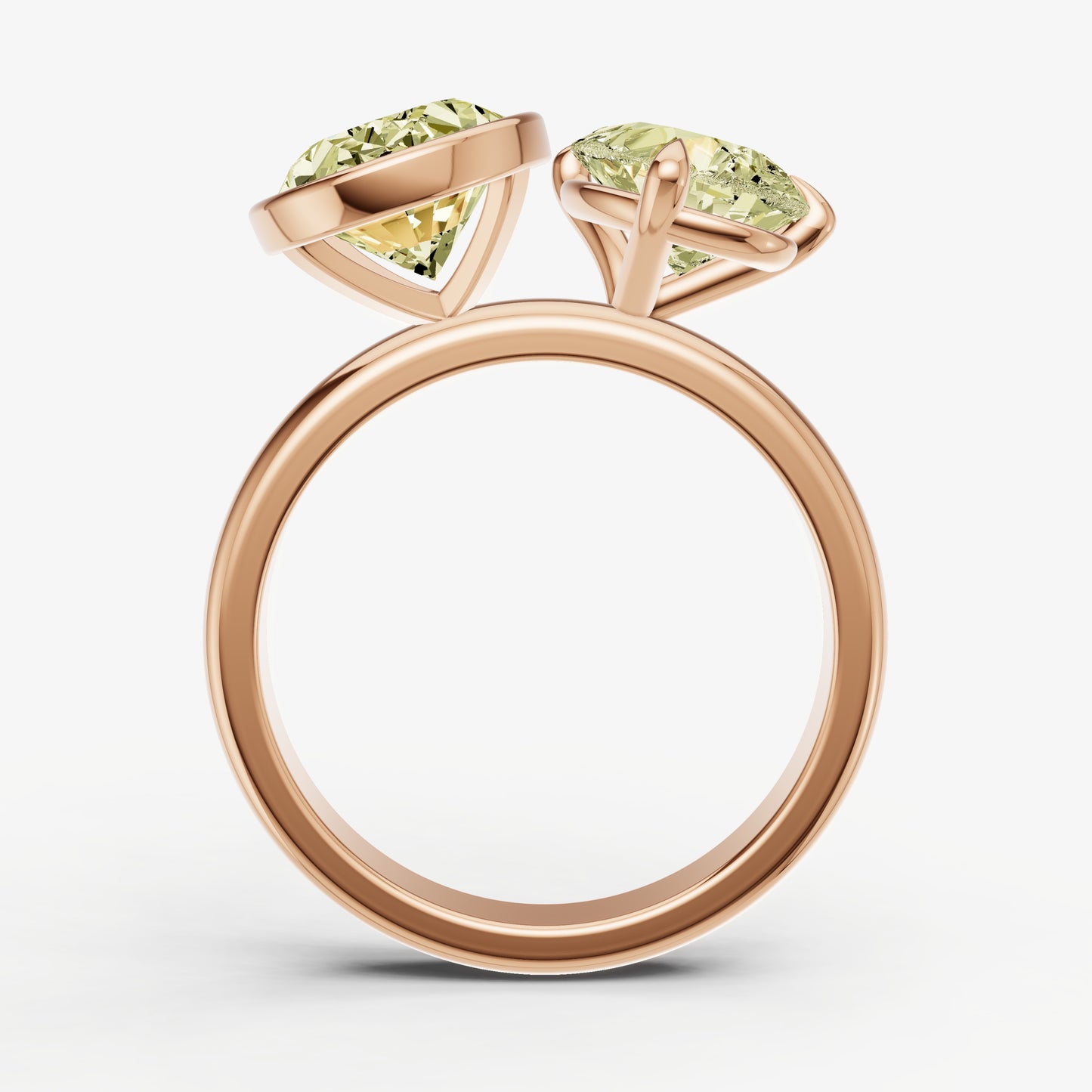 Yellow Diamond Toi et Moi Bezel Gemstone Engagement Ring