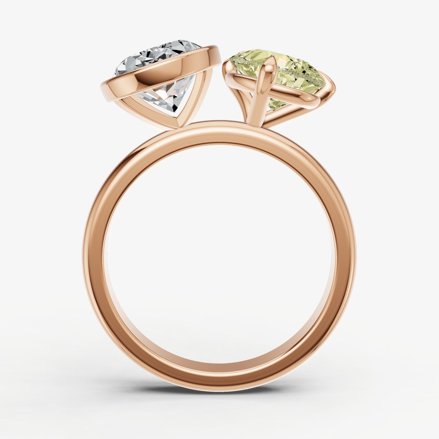 Yellow Diamond Toi et Moi Bezel Gemstone Engagement Ring