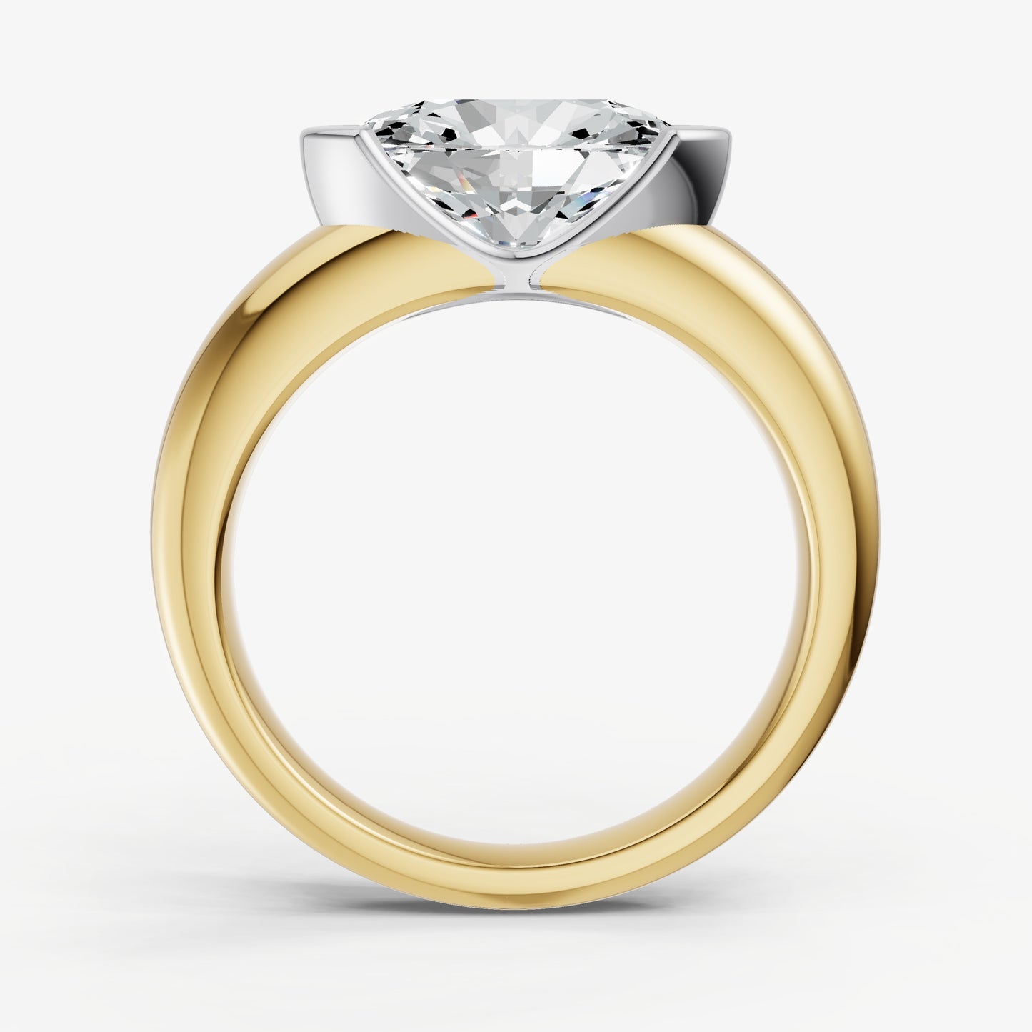 Oval Signature Half Bezel East-West Engagement Ring