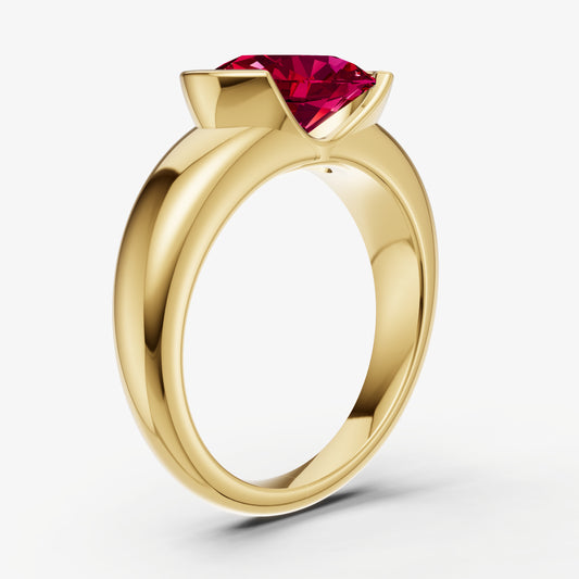 Ruby Half Bezel East-West Gemstone Engagement Ring