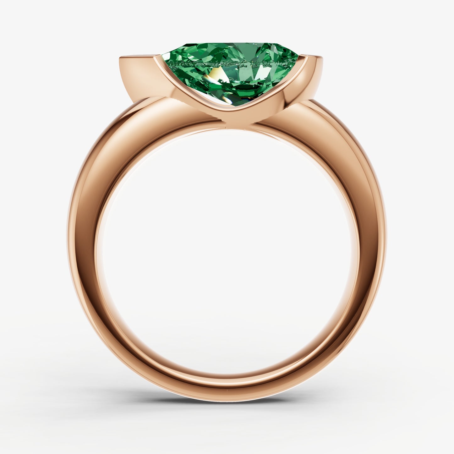 Emerald Half Bezel East-West Gemstone Engagement Ring