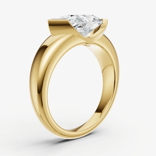 Pear Signature Half Bezel East-West Engagement Ring