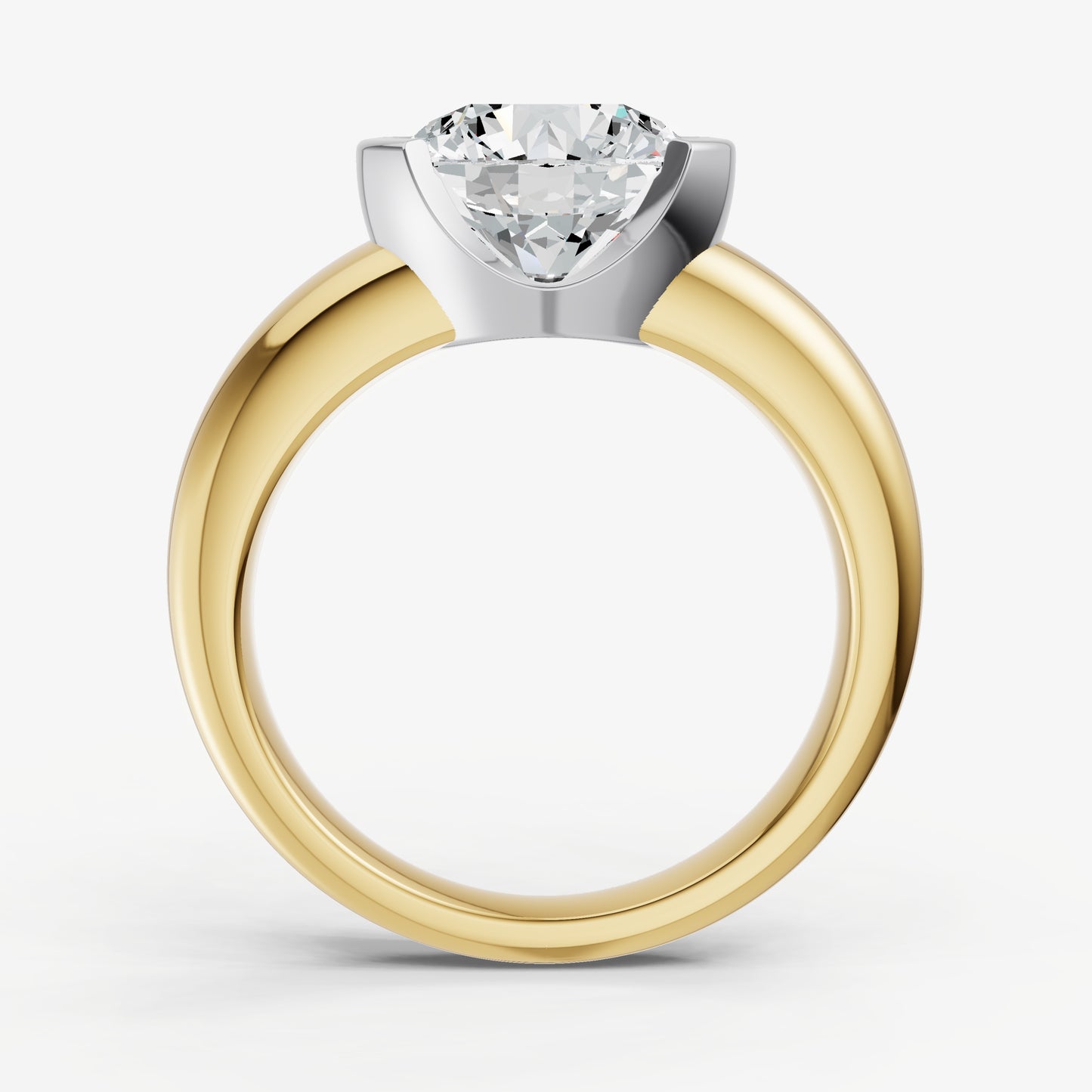 Round Signature Half Bezel East-West Engagement Ring