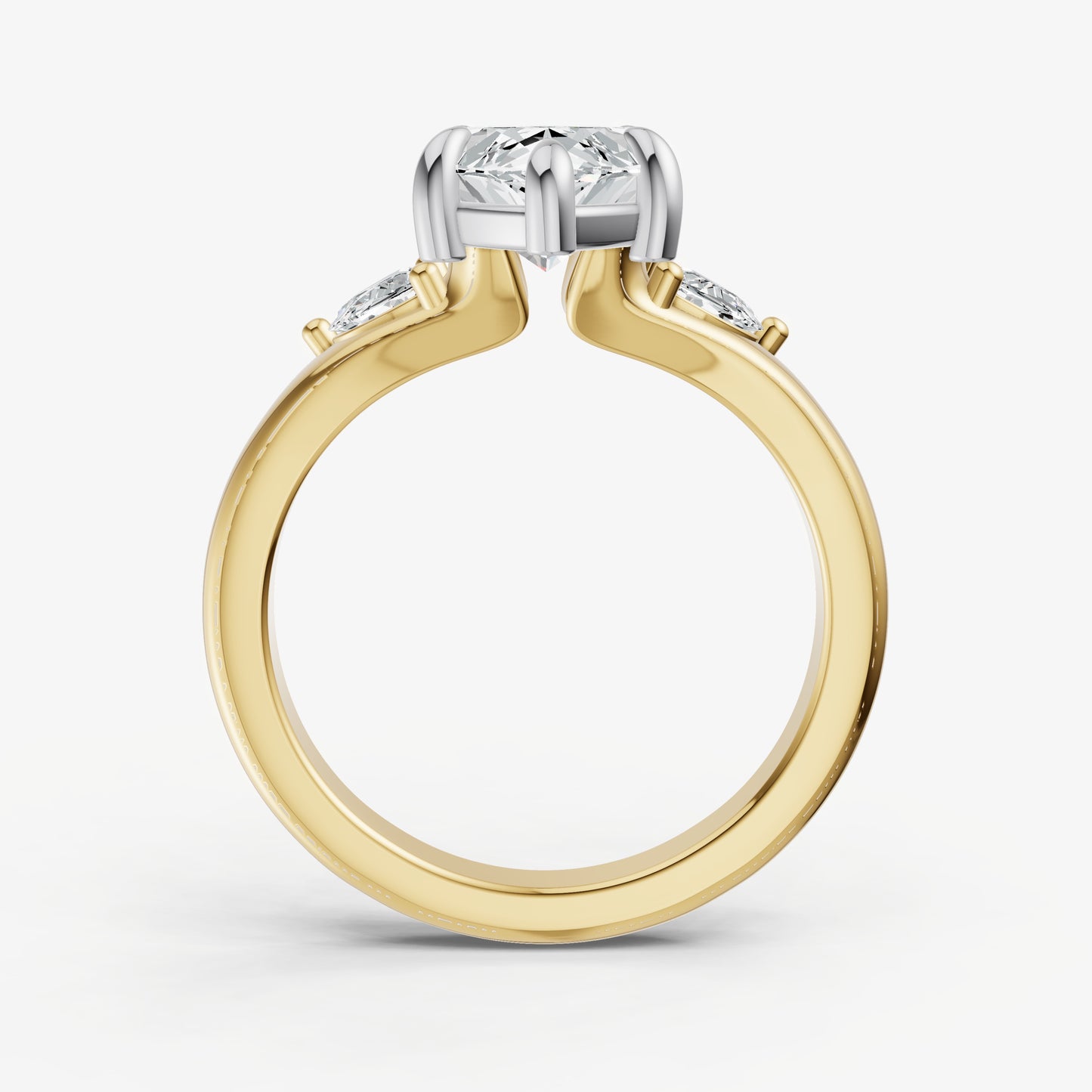 Marquise Engagement Ring with Half Moon Side Diamonds