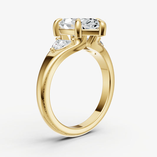 Marquise Engagement Ring with Half Moon Side Diamonds