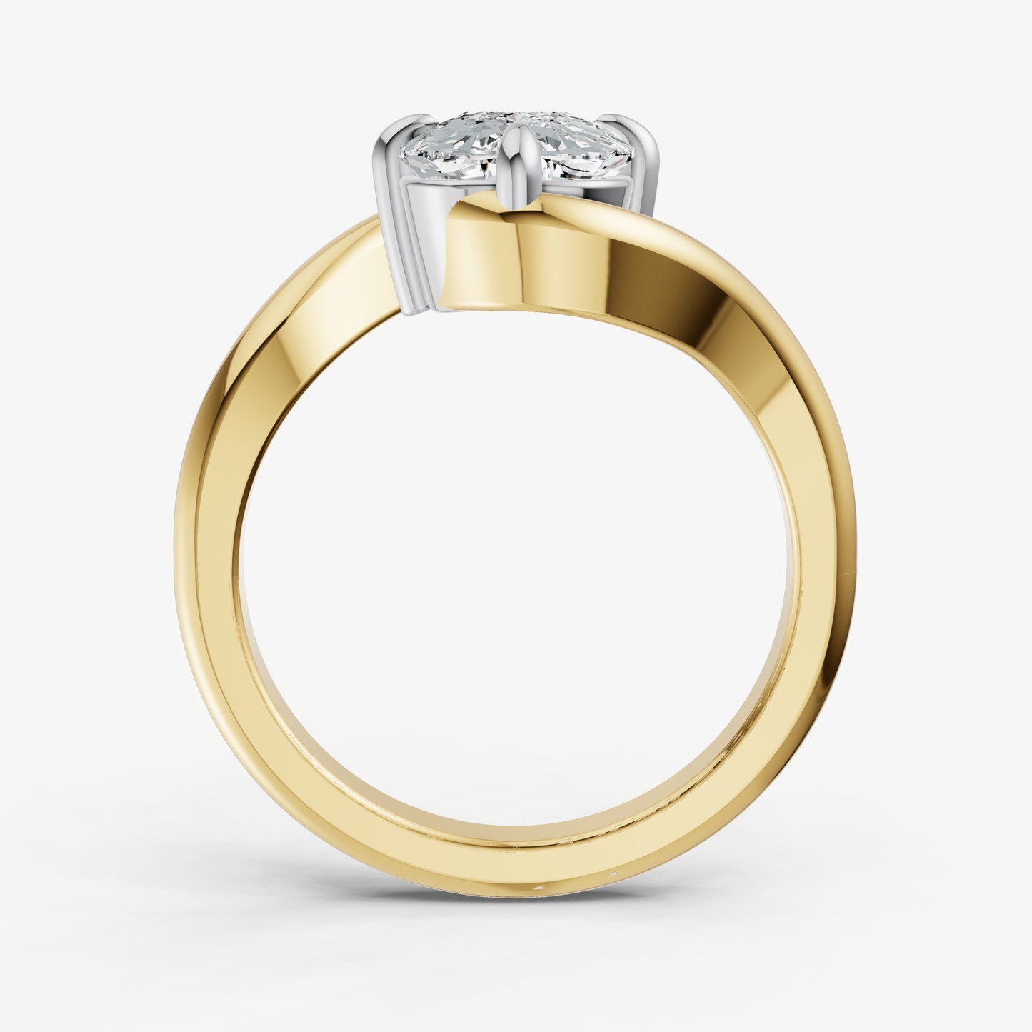 Elongated Cushion Bypass Oval Engagement Ring
