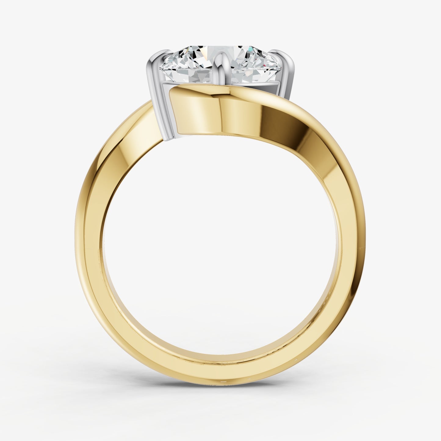 Round Bypass Oval Engagement Ring