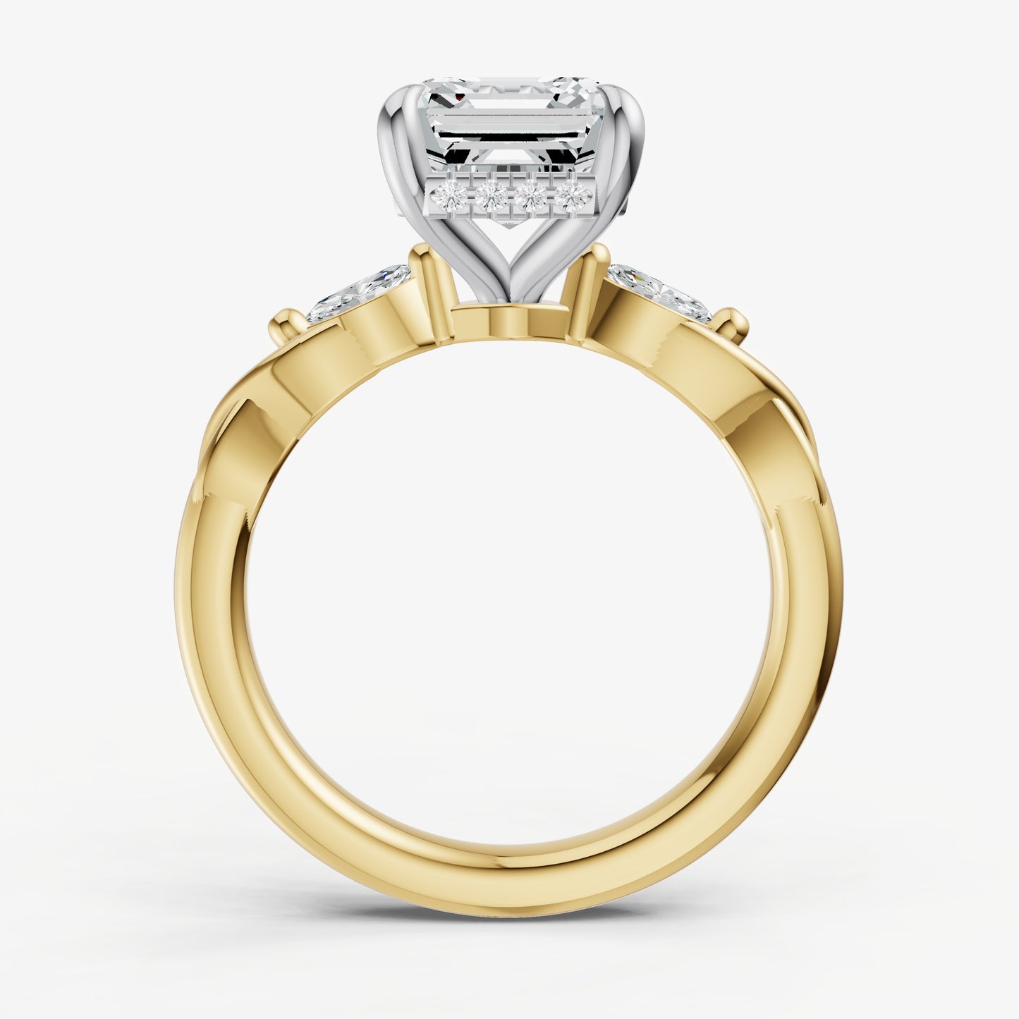 Asscher Engagement Ring with Marquise Accent Diamonds