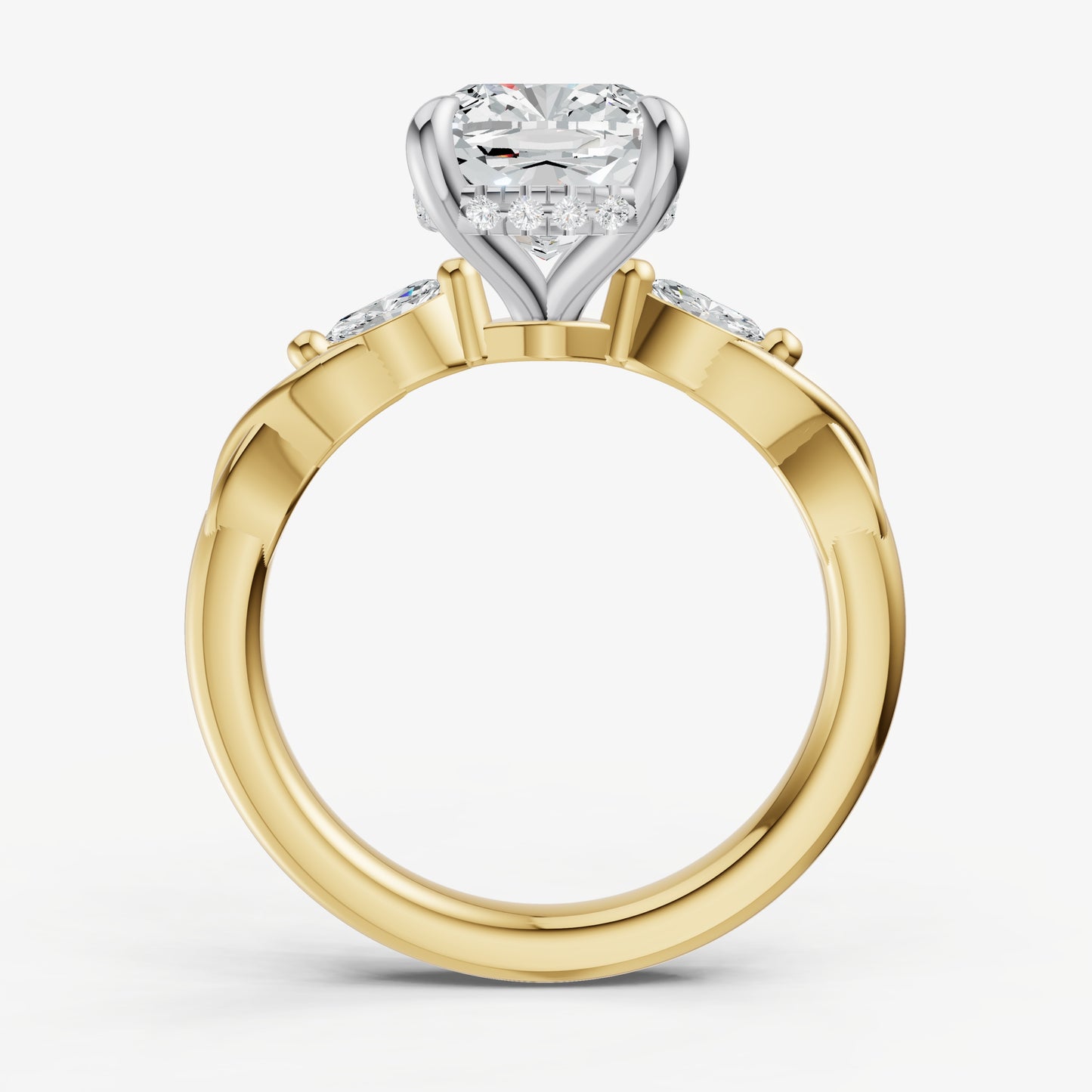 Cushion Engagement Ring with Marquise Accent Diamonds