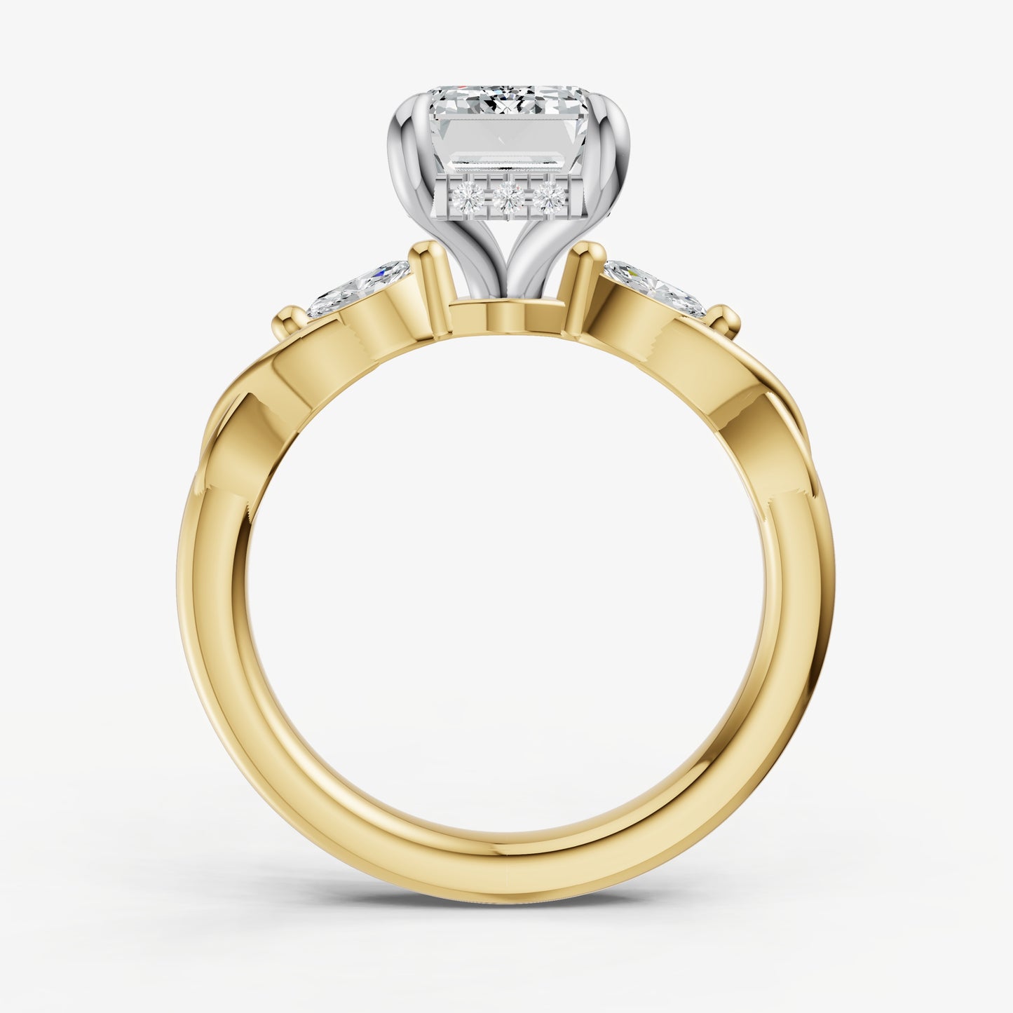 Emerald Engagement Ring with Marquise Accent Diamonds