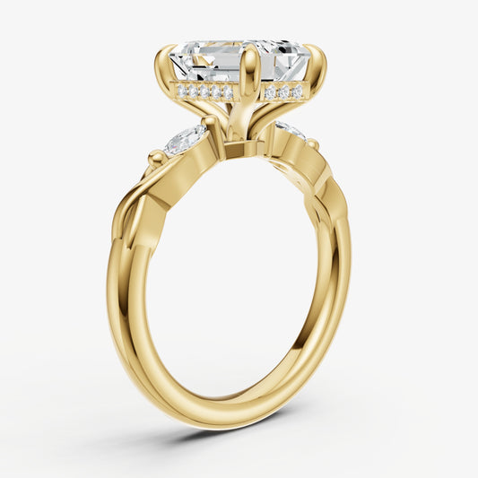 Emerald Engagement Ring with Marquise Accent Diamonds