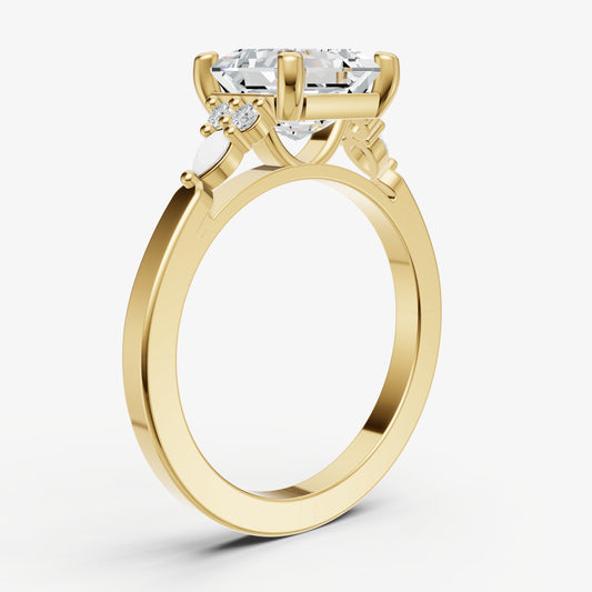 Asscher Cluster Diamond Engagement Ring