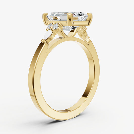 Emerald Cluster Diamond Engagement Ring