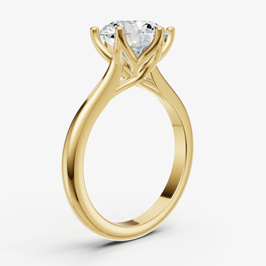 Round Tulip Round Solitaire Engagement Ring