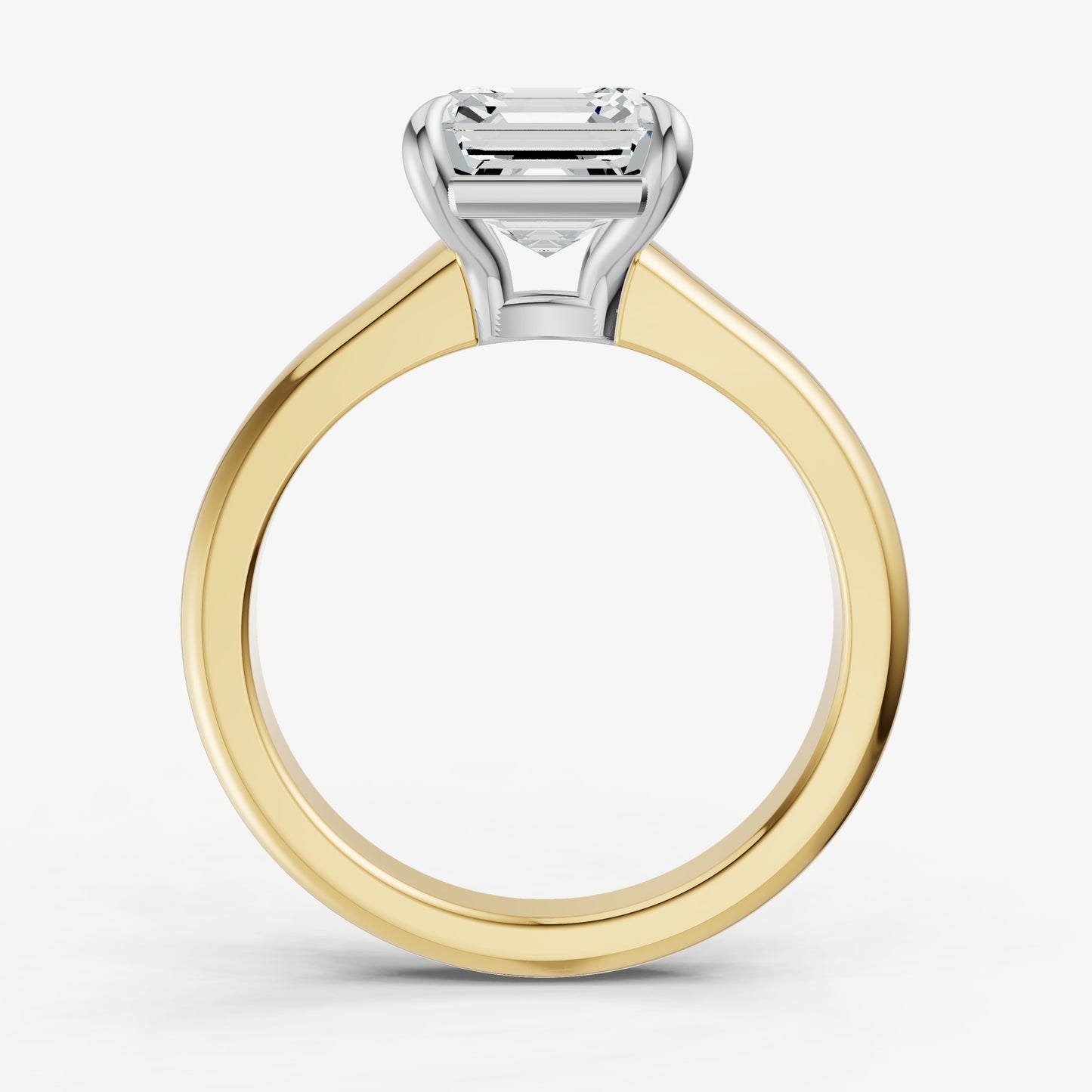 Asscher Solitaire Engagement Ring with Reverse Tapered Band