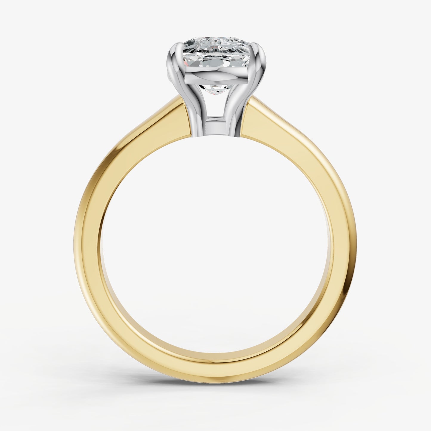 Old Miner Solitaire Engagement Ring with Reverse Tapered Band
