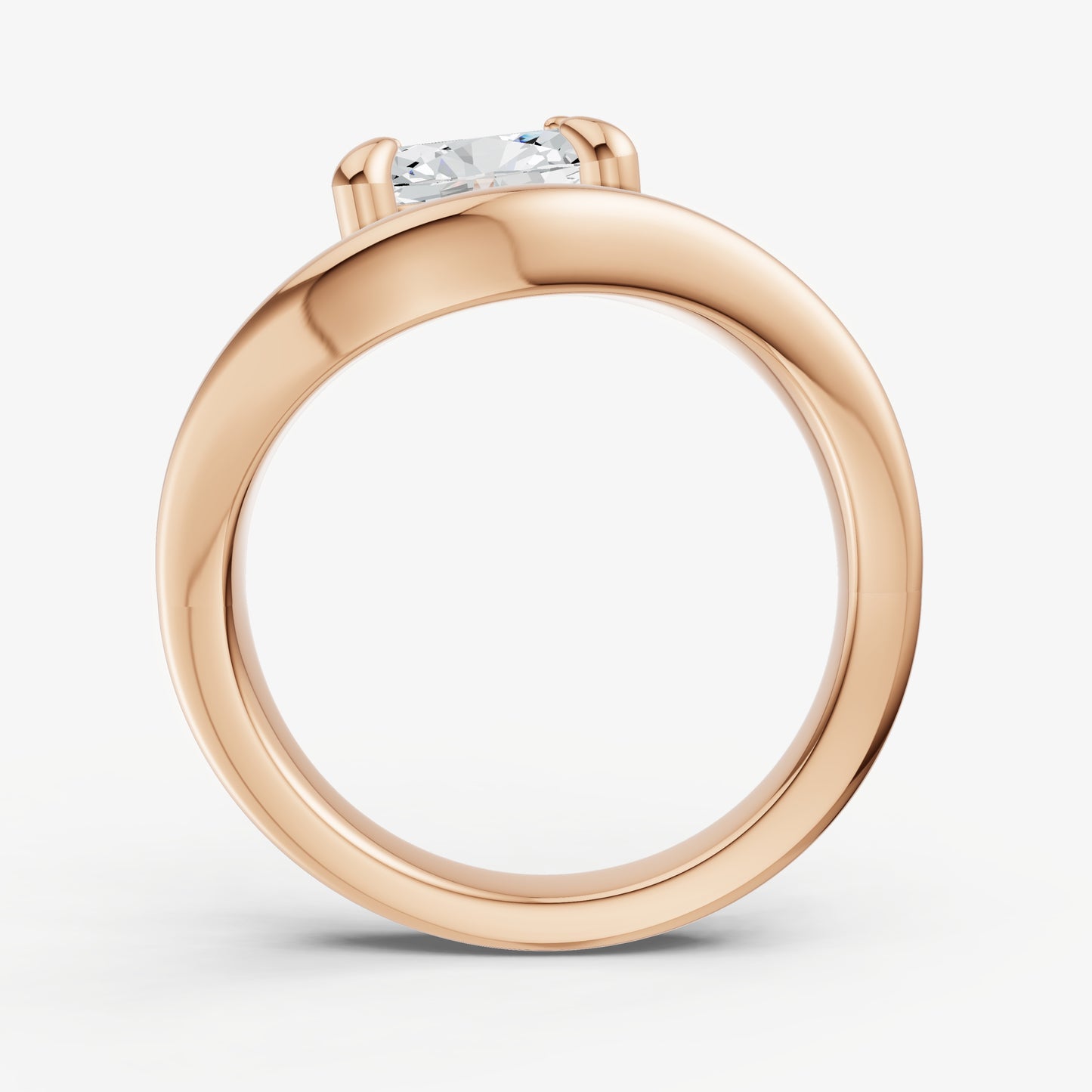 Curved Oval Diamond Pinky Ring