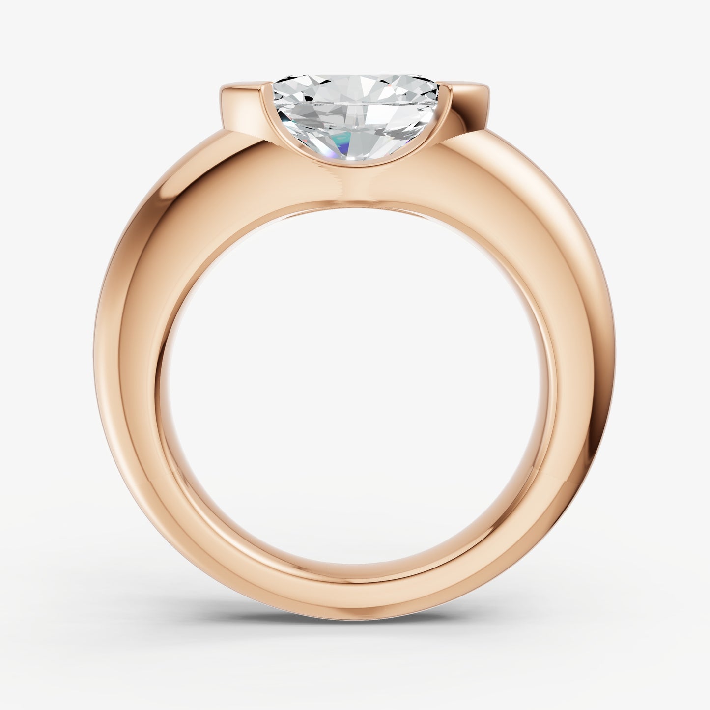 Half Bezel East West Oval Diamond Ring