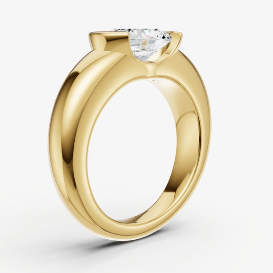 Half Bezel East West Oval Diamond Ring