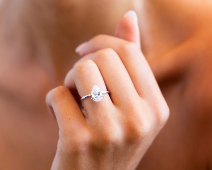 Signature Solitaire Engagement Ring with Pear Cut Diamond
