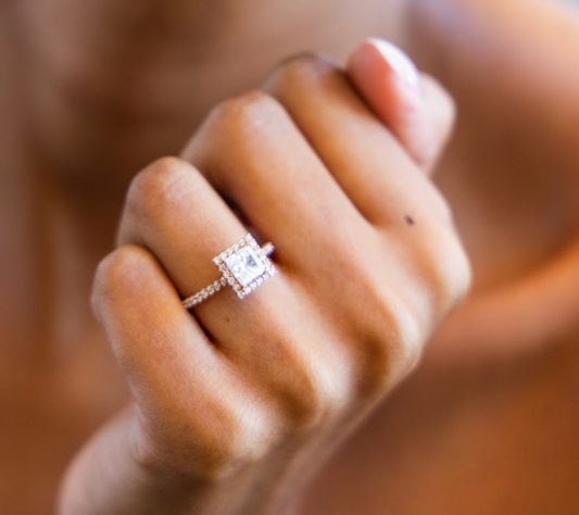 Signature Halo Diamond Engagement Ring with Princess Cut Diamond