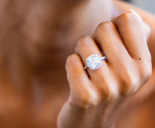 Signature Halo Diamond Engagement Ring with Cushion Cut Diamond