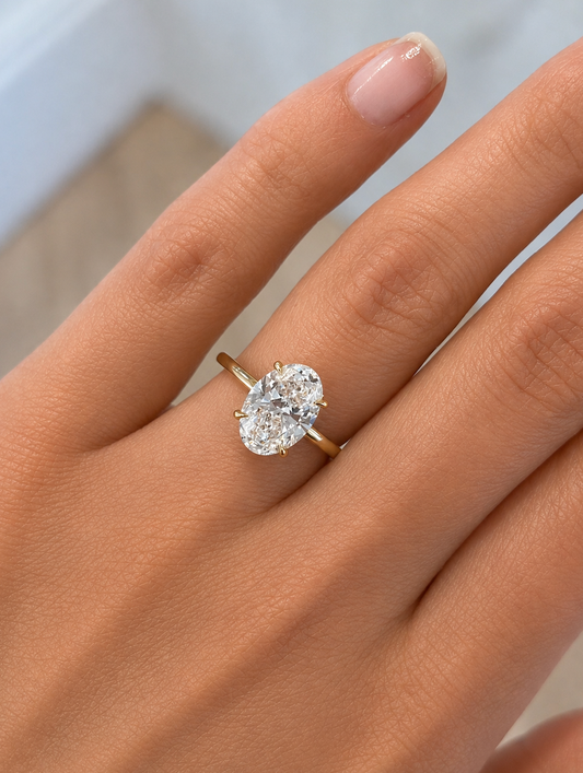 3.03ct Oval Cut Signature Solitaire with Hidden Halo