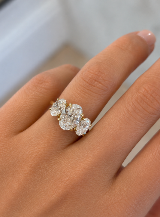 4.55ct TDW Oval Diamond Trilogy Ring